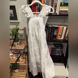 Hill House Ellie Nap Dress in White w/ embroidered sleeves